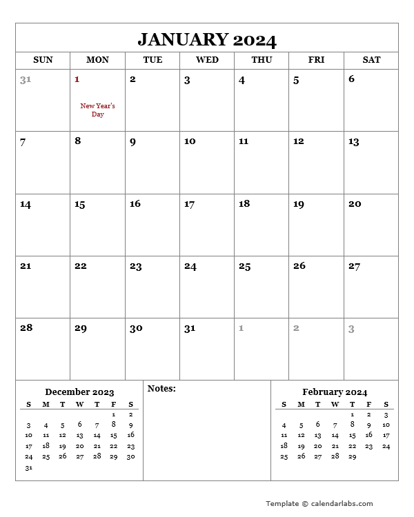 2024 Printable Calendar with Malaysia Holidays