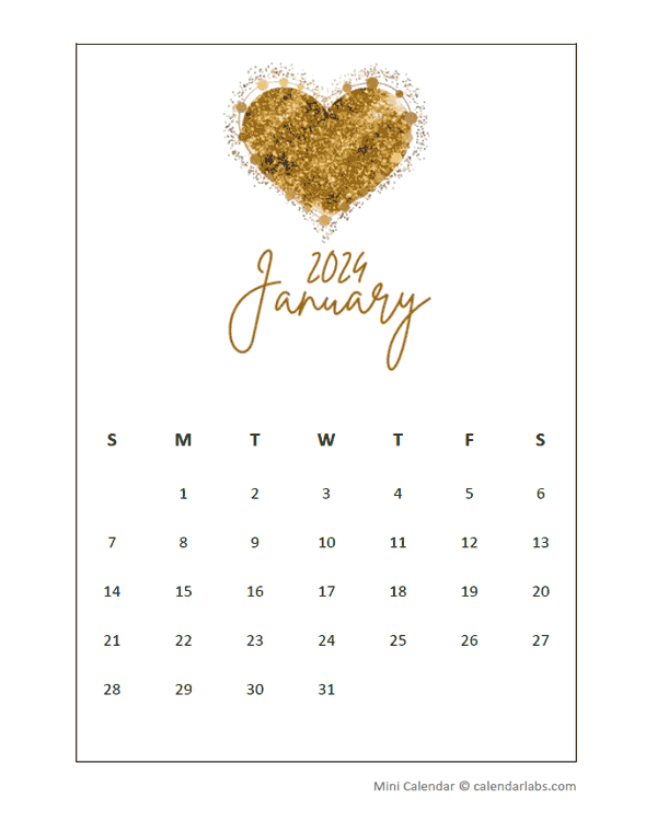 2024 Printable Mini Wallet Calendar