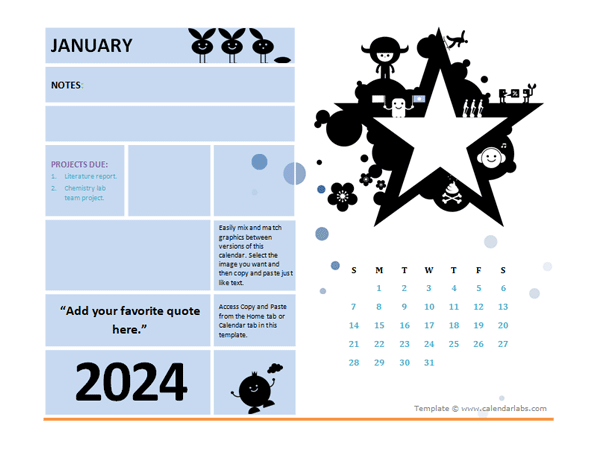 2024 Printable Student Calendar