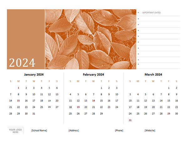 Calendrier 2024 (03) Template