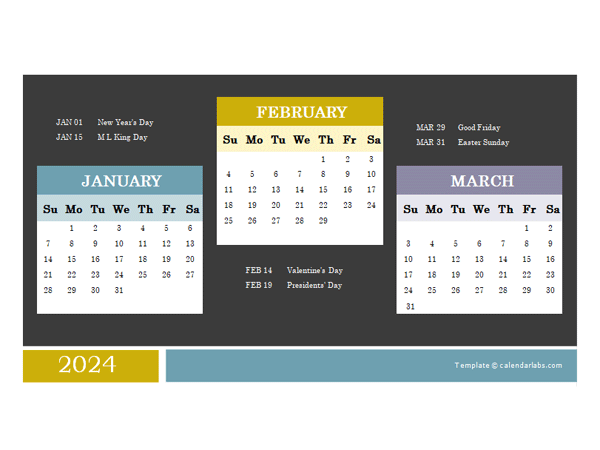 2024 Quarterly Powerpoint Calendar