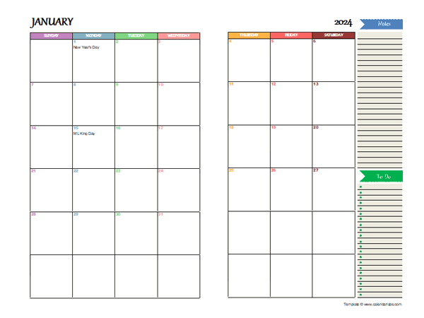 2024 Two Page Monthly Calendar