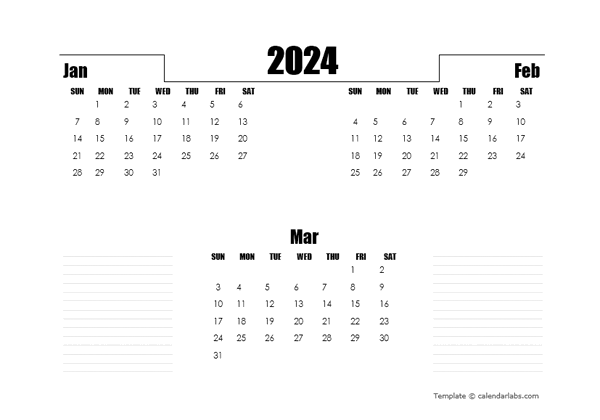 2024 UK Quarterly Planner Template