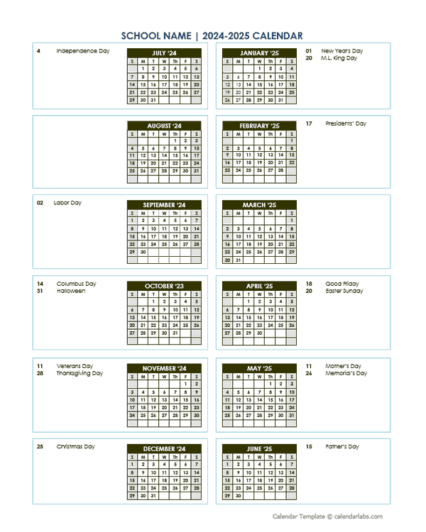 2024 Vertical Yearly Jul-Jun Calendar