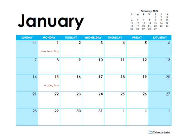 Free Printable Calendar With Large Boxes 2024