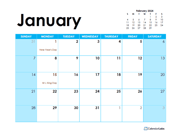 2024 Calendar Blank Printable Calendar Template In Pdf Word Excel Www 