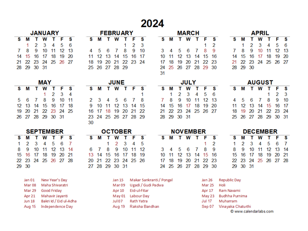 February 2024 Calendar With Holidays India Printables For Dec 2024