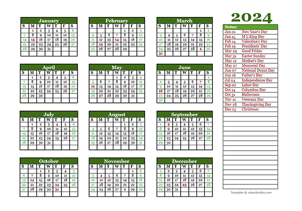 2024 Yearly Large Calendar For Wall