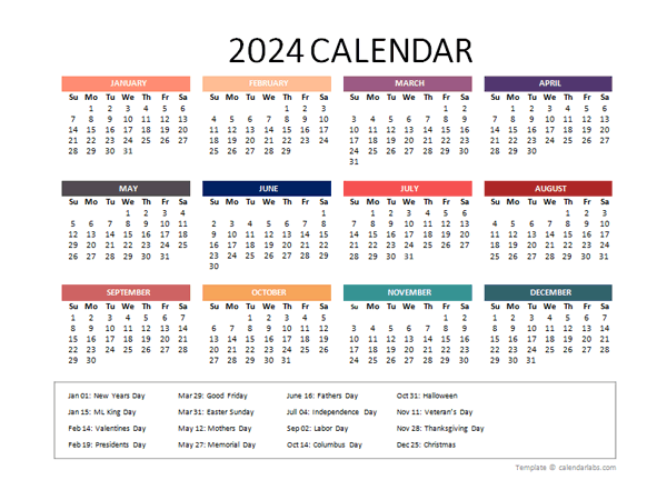 2024 Yearly Powerpoint Calendar Slide Free Printable Templates