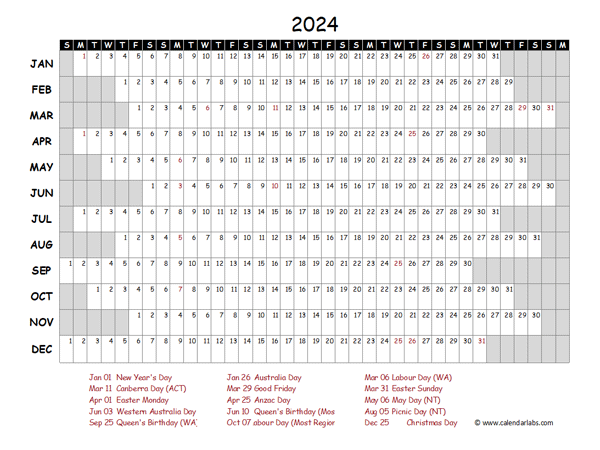 2024 Yearly Project Timeline Calendar Australia