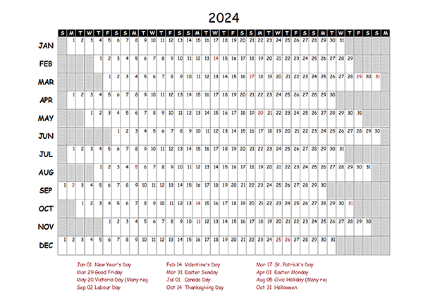 2024 Yearly Project Timeline Calendar Canada