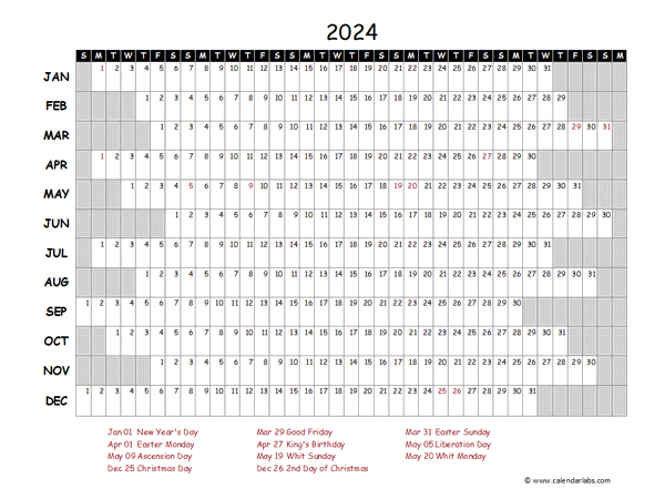 2024 Yearly Project Timeline Calendar Netherlands