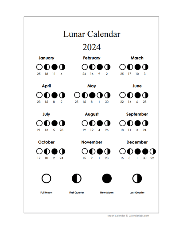 2024 Lunar Calendar Printable Brear Cissiee