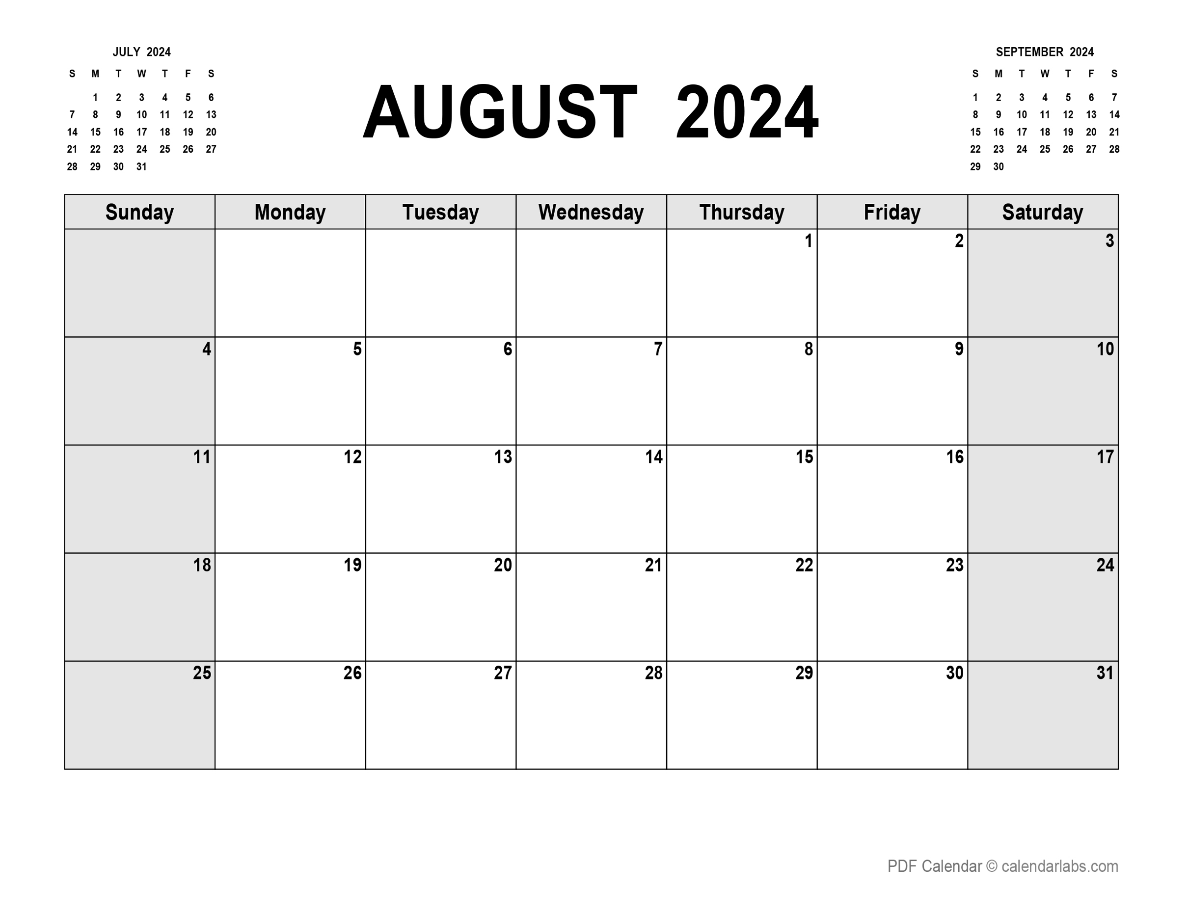 August 2024 Calendar | CalendarLabs