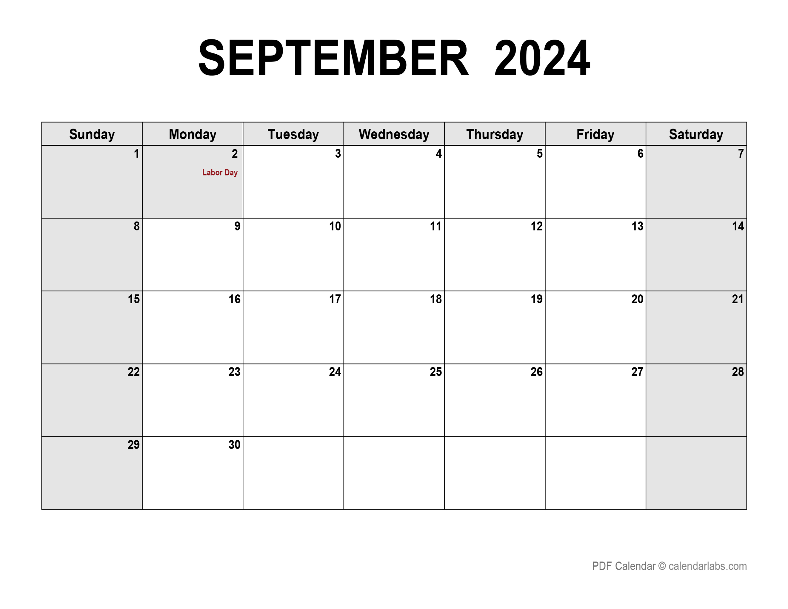 September 2024 Calendar | CalendarLabs