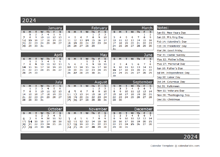 12 Month One Page Calendar Template For 2024