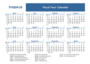 2024-25 Fiscal Year Calendar Template UK