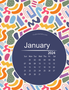 2024 Abstract Colorful Pattern Calendar