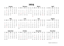 2024 Annual Blank Word Calendar Template