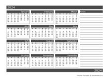 2024 Blank 12 Month Calendar In One Page