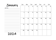 2024 Blank Calendar Template With Notes