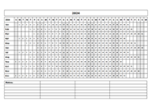 2024 Blank Landscape Yearly Calendar Template