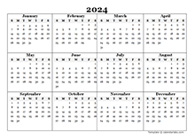 2024 Blank Yearly Calendar Template