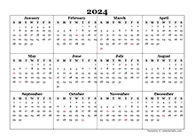 2024 Blank Yearly Word Calendar Template