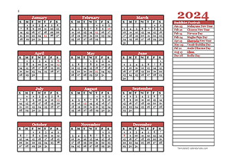 buddhist calendar template