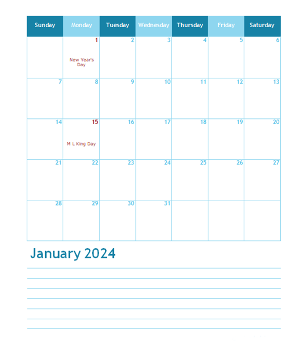 Free 2024 Monthly Calendar Templates - CalendarLabs