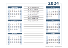 2024 Calendar Template 6 Months Per Page