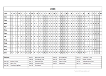 2024 Calendar Template Year At A Glance