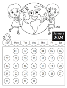 2024 Children Coloring Book Calendar