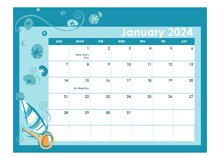 2024 Calendar Template In Colorful Design