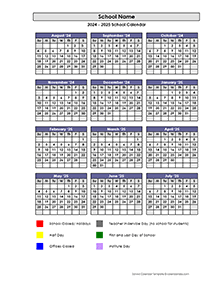 2024 Customizable Yearly Calendar Aug-Jul