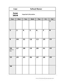 2024 Editable Monthly School Jun-Sep Calendar