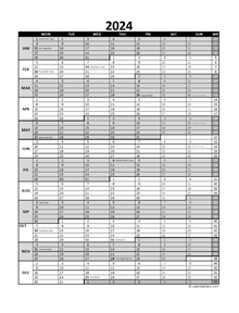 Free 2024 Excel Calendar For Project Planning