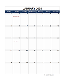2024 Excel Monthly Calendar Template