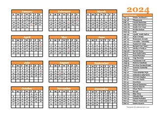 2024 Hindu Festivals Calendar Template