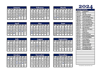 2024 Jewish Festivals Calendar Template