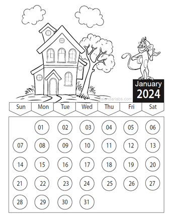 Printable Calendar 2024, Kids Calendar 2024, Homeschool Calendar, Kids  Daily Planner 