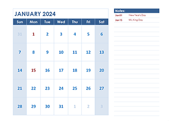 2024 Monthly Calendar Template Landscape