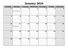 Printable January 2024 Calendar Templates with Holidays