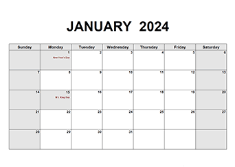 2024 Monthly Calendar PDF