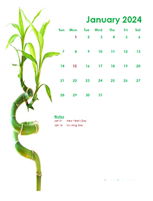 2024 Monthly Calendar Template Green Design