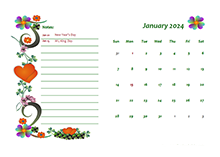 2024 Monthly Calendar Template Design