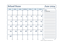 2024 Monthly Free School Jun-Sep Calendar