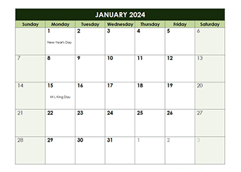 2024 Monthly Google Docs Calendar 