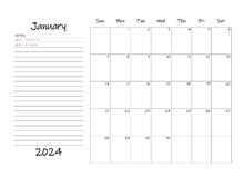 2024 Monthly Large Calendar With Notes