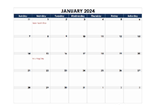 2024 Monthly Numbers Calendar Template